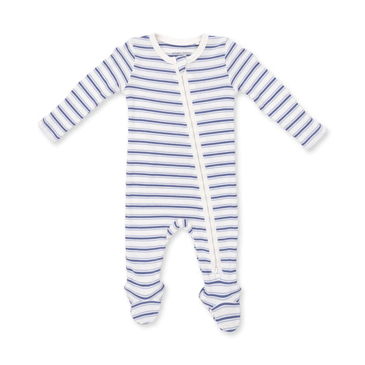 Angel Dear Vintage Stripe Blue - 2 Way Zipper Footie