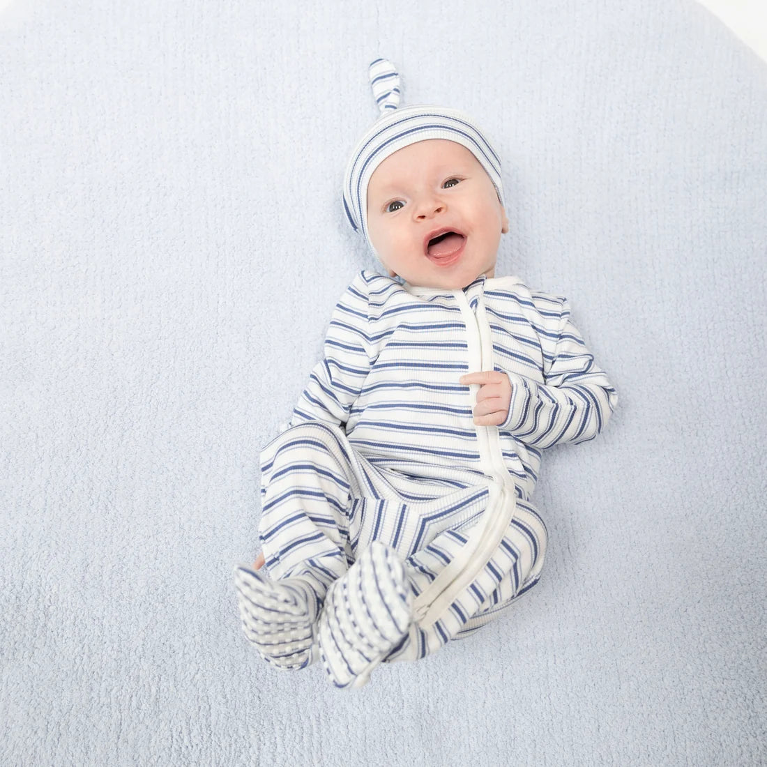 Angel Dear Vintage Stripe Blue - 2 Way Zipper Footie