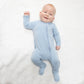 Angel Dear Solid Blue Fog - 2 Way Zipper Footie