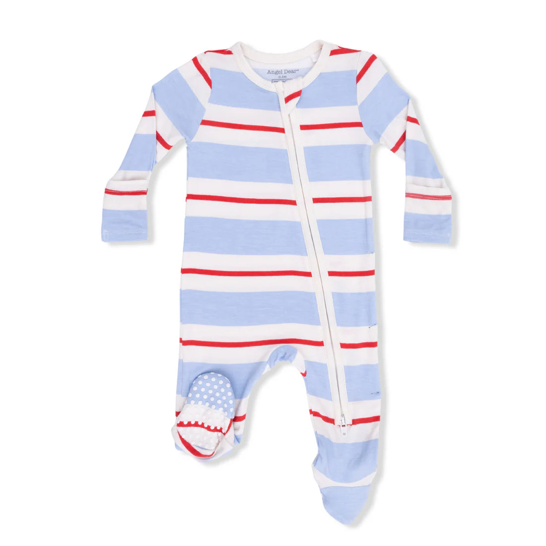 Angel Dear Bamboo 2 Way Zipper Footie - Preppy Rugby