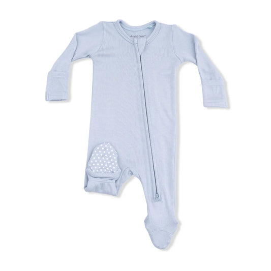 Angel Dear Bamboo 2 Way Zipper Footie - Solid Niagara Mist Rib