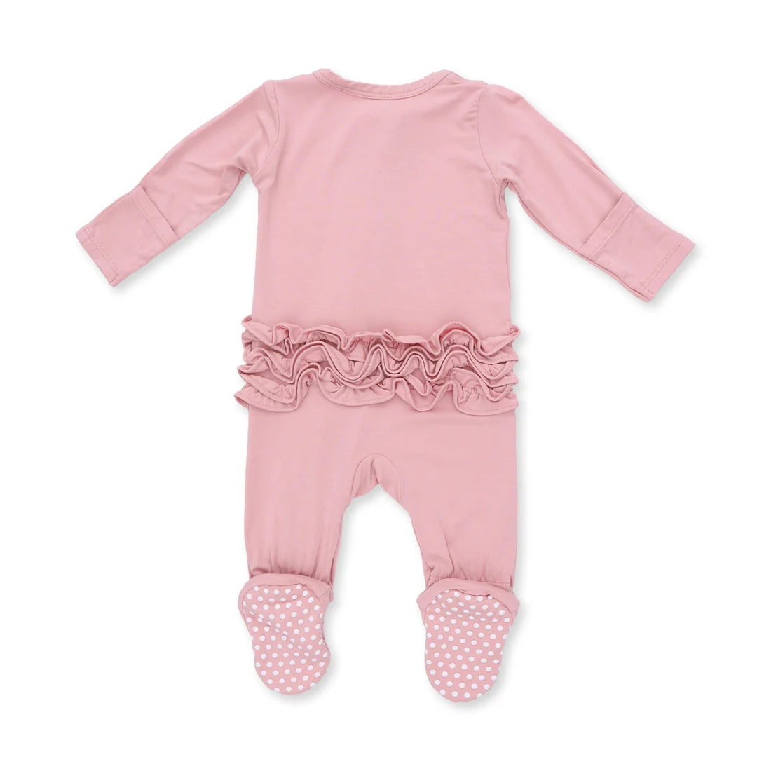 Angel Dear Solid Mellow Rose - 2 Way Ruffle Back Zipper Footie