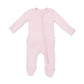 Angel Dear Solid Veiled Pink Rib - 2 Way Ruffle Back Zipper Footie