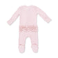 Angel Dear Solid Veiled Pink Rib - 2 Way Ruffle Back Zipper Footie