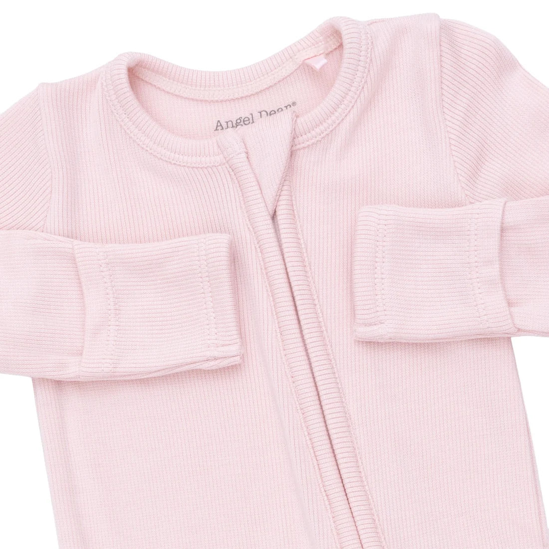 Angel Dear Solid Veiled Pink Rib - 2 Way Ruffle Back Zipper Footie
