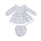 Angel Dear Longsleeve Dress with Eyelet Hem and Diaper Cover - Blue Plaid