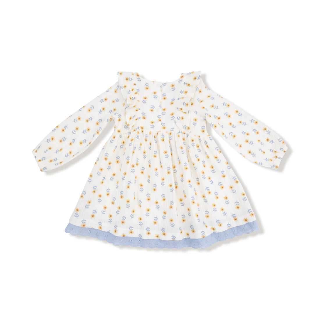 Angel Dear Muslin Dress with Eyelet Trim and Ribbed Leggings - Western Sunflower