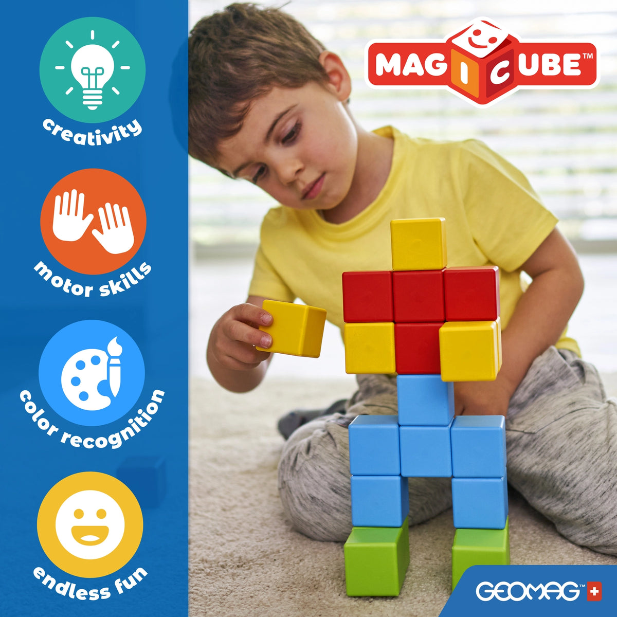 GEOMAGWORLD USA Geomag™ Magicube Safari Stacking – 10 Piece Magnetic Blocks