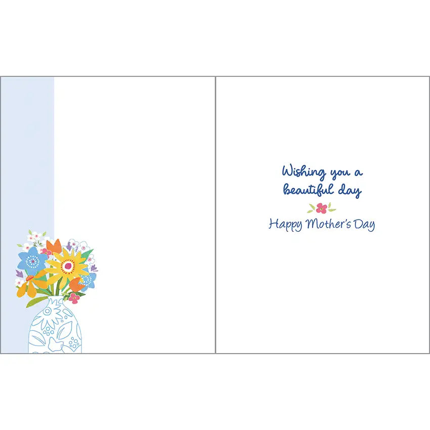 Gina B Designs Mother's Day Greeting Card - Vase on Blue