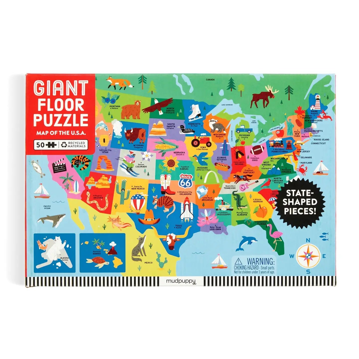 Chronicle Books Map of the U.S.A. 50 Piece Giant Floor Puzzle