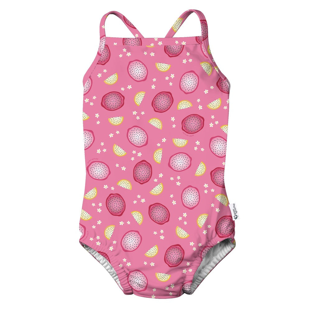 Green Sprouts Eco Swimsuit with Built-in Reusable Absorbent Swim Diaper - Pink Dragon Fruit