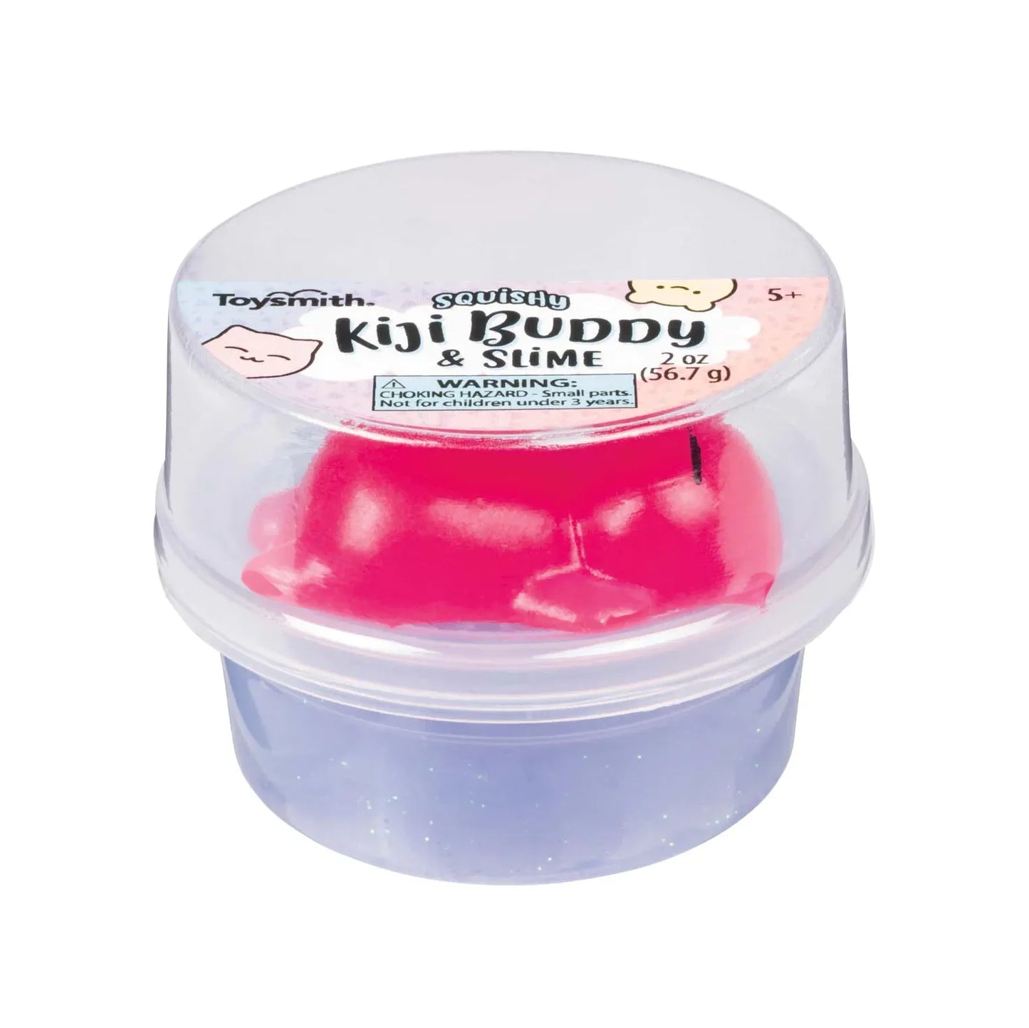 Toysmith Squishy Kiji Buddy and Slime Kit -  Red Kitty with Dark Blue Slime
