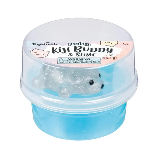 Toysmith Squishy Kiji Buddy and Slime Kit - Clear Polar Bear with Aqua Slime