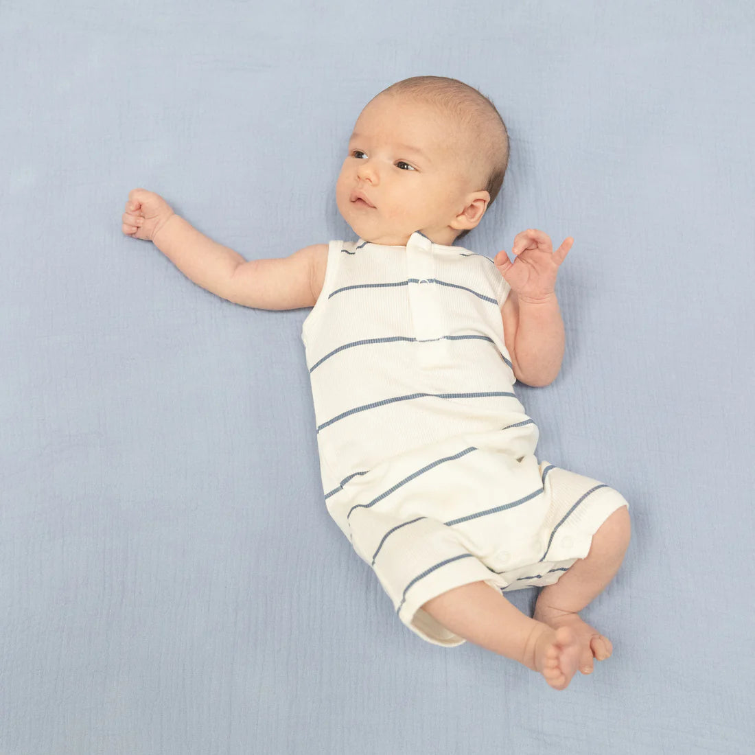 Angel Dear Henley Shortie Romper - Vintage Stripe