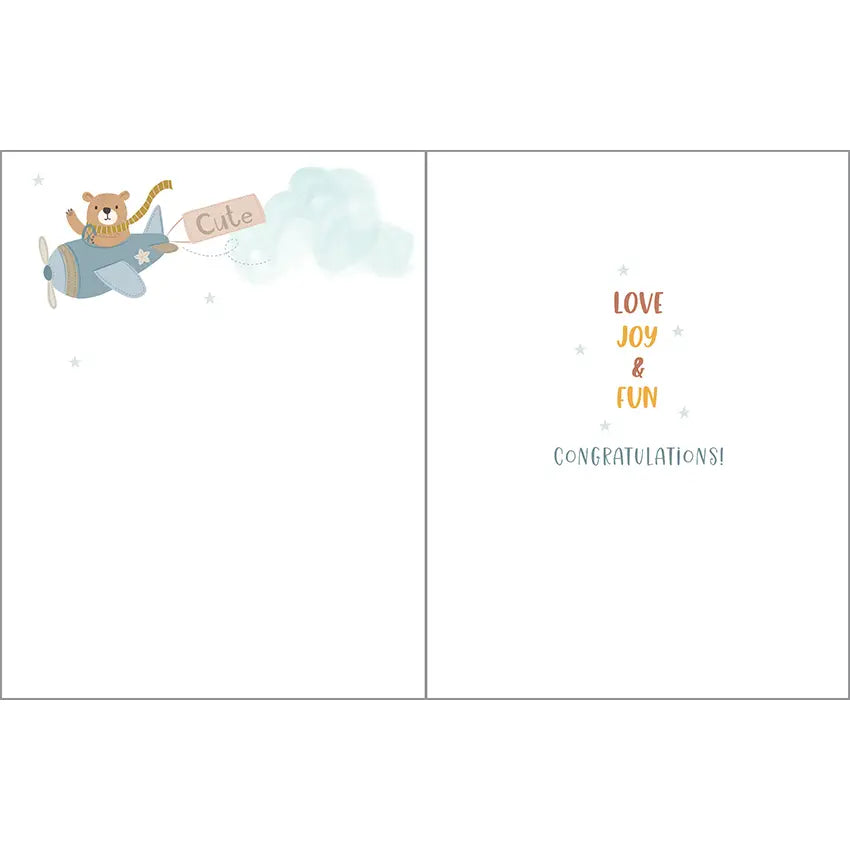 Gina B Designs Baby Greeting Card - Baby Boy Airplanes