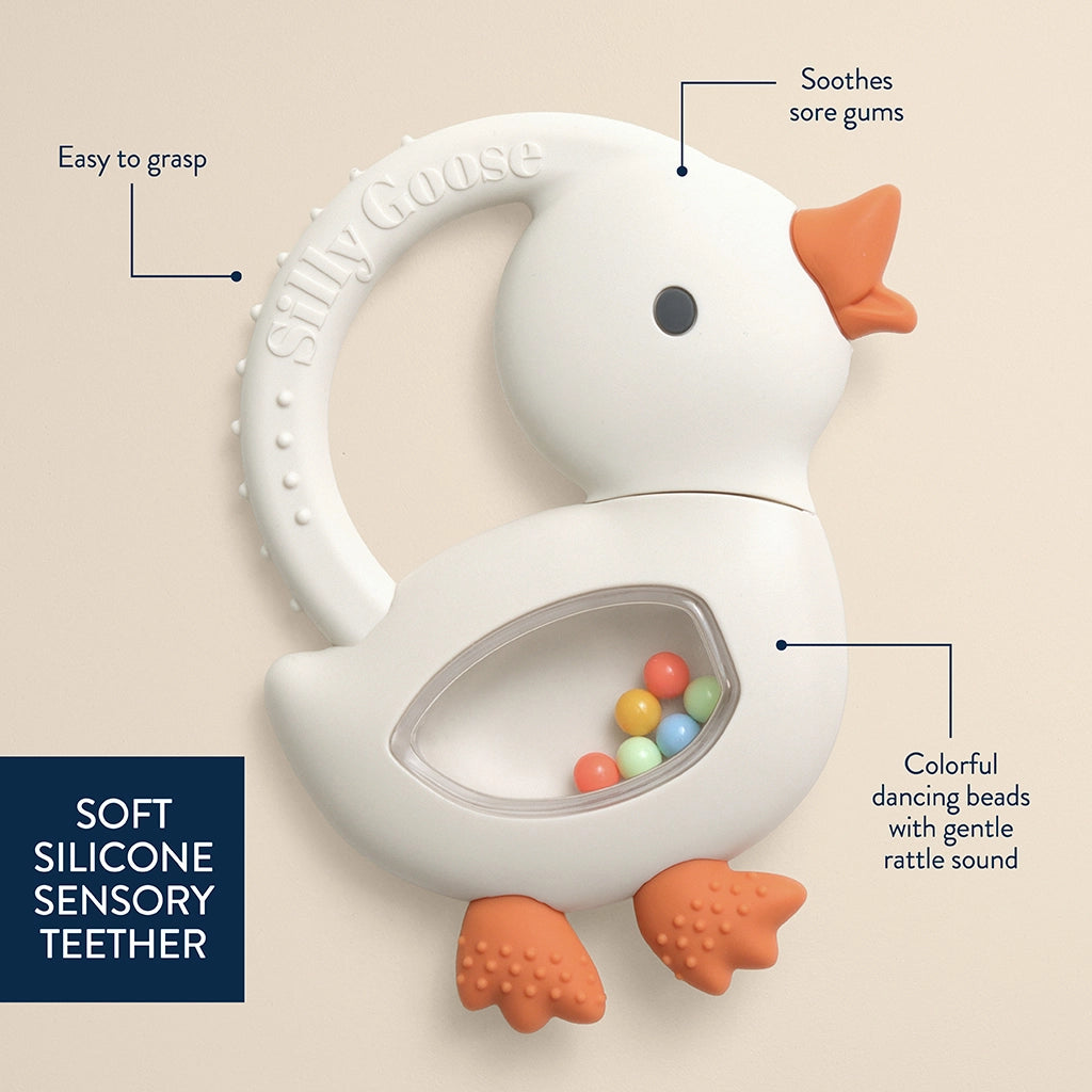 Itzy Ritzy Bitzy Shake Silicone Teether with Rattle - Goose