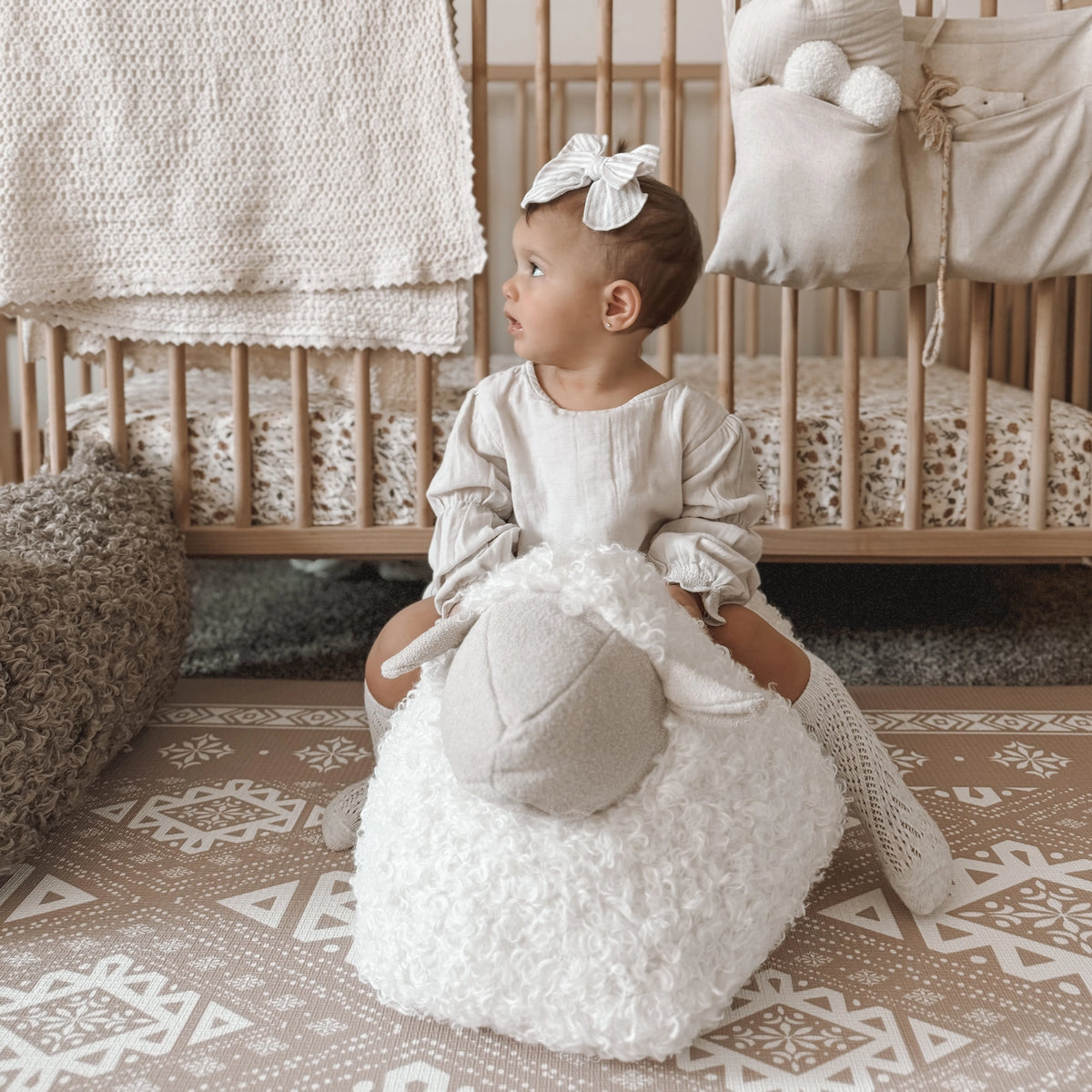 Little Lamb Kind Baa Baa Sheep Pouf Ride-On Toy