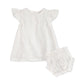 Viverano Organics Noelle Dobby Organic A Line Baby Dress + Bloomer - White