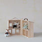 Creative Co-op Wood Folding Doll House with Faux Leather Handle & Metal Latch