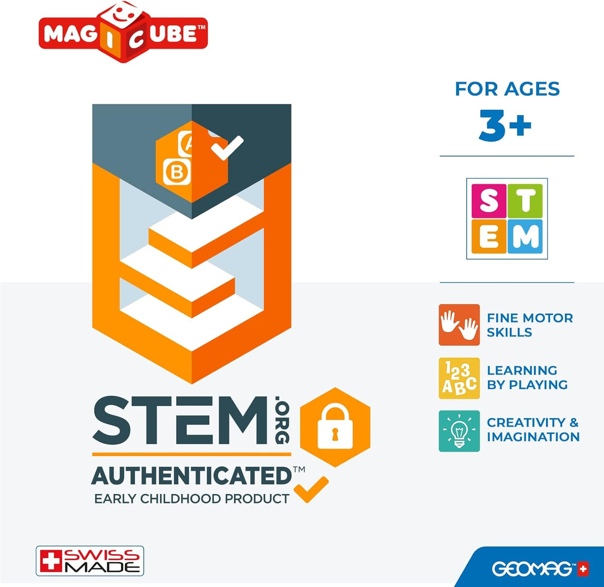 GEOMAGWORLD USA Geomag™ Magicube Learning Words 55 Piece Stem Building Set