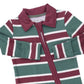 Angel Dear Rugby Stripe Green - Polo 2 Way Zipper Footie