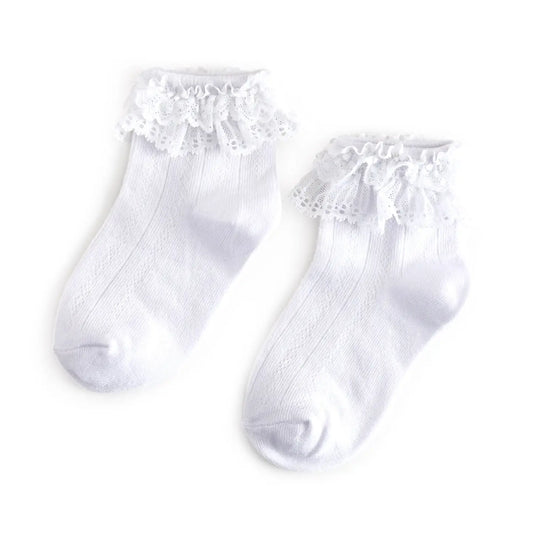 Little Stocking Co Lace Bobby Socks - White