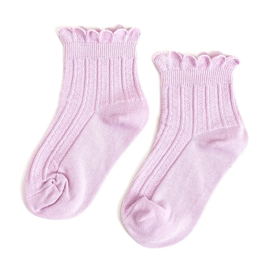 Little Stocking Co Lilac Frill Midi Socks