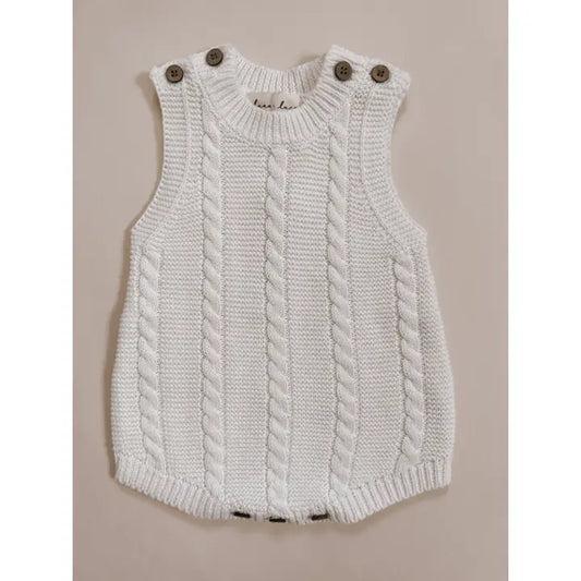 Luna and Luca Cable Knit Summer Romper - White