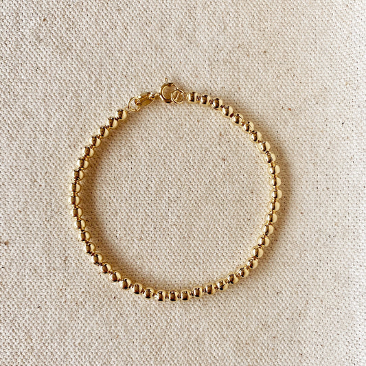 Miel & Gold 18k Gold Filled 3.5 mm Beaded Bracelet