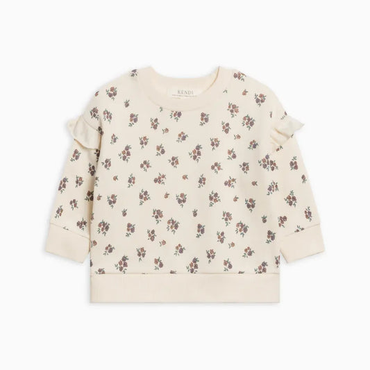 Colored Organics Abbey Fleece Ruffle Sleeve Pullover - Tempe Floral
