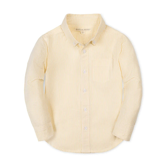 Hope and Henry Organic Seersucker Shirt - Yellow Seersucker