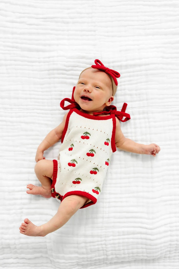 Lou Lou and Company Sweater Bow - Red Knit Headband - Small