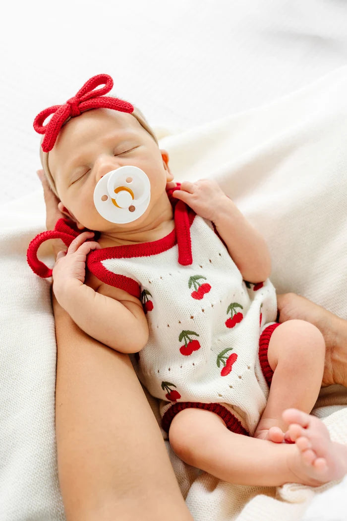 Lou Lou and Company Sweater Bow - Red Knit Headband - Small