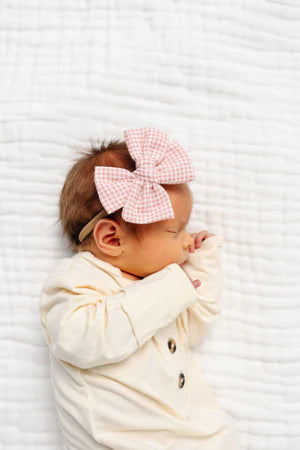 Lou Lou and Company Adventure Bow Headband - Rose Gingham