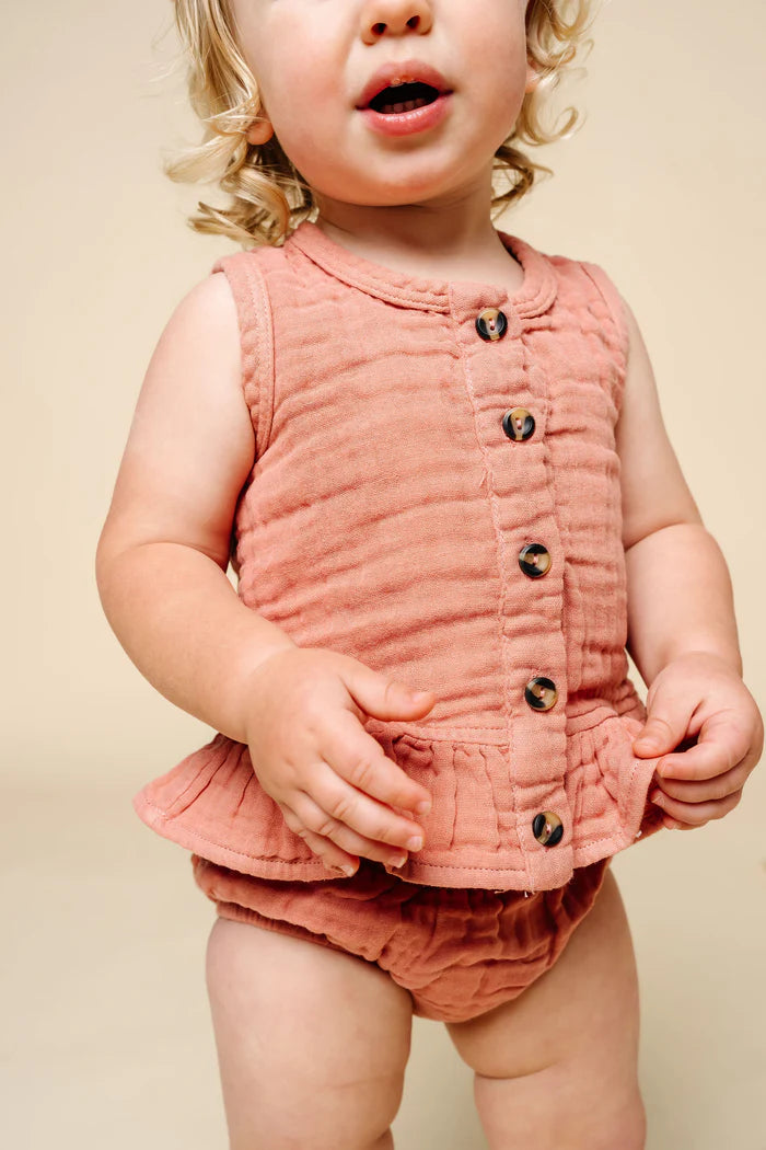 Lou Lou and Company Ruffle Tank + Bloomer Set - Rose