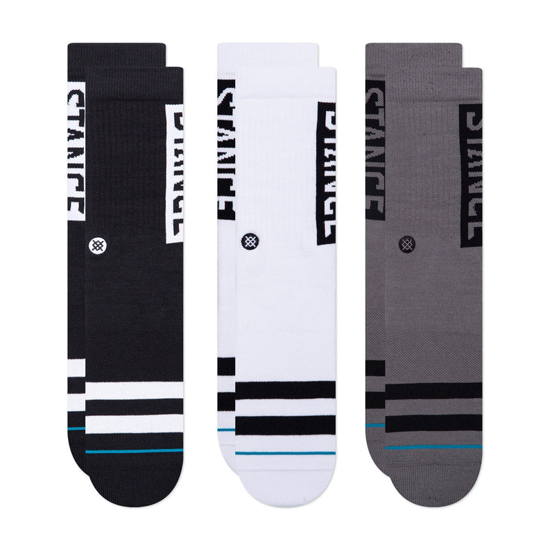 Stance Adult Crew Socks - The OG 3 Pack - Black / White