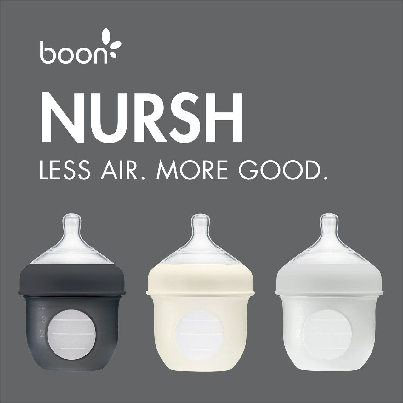 Boon NURSH Silicone Pouch Bottle - 4oz - 3pk - Gray Multi
