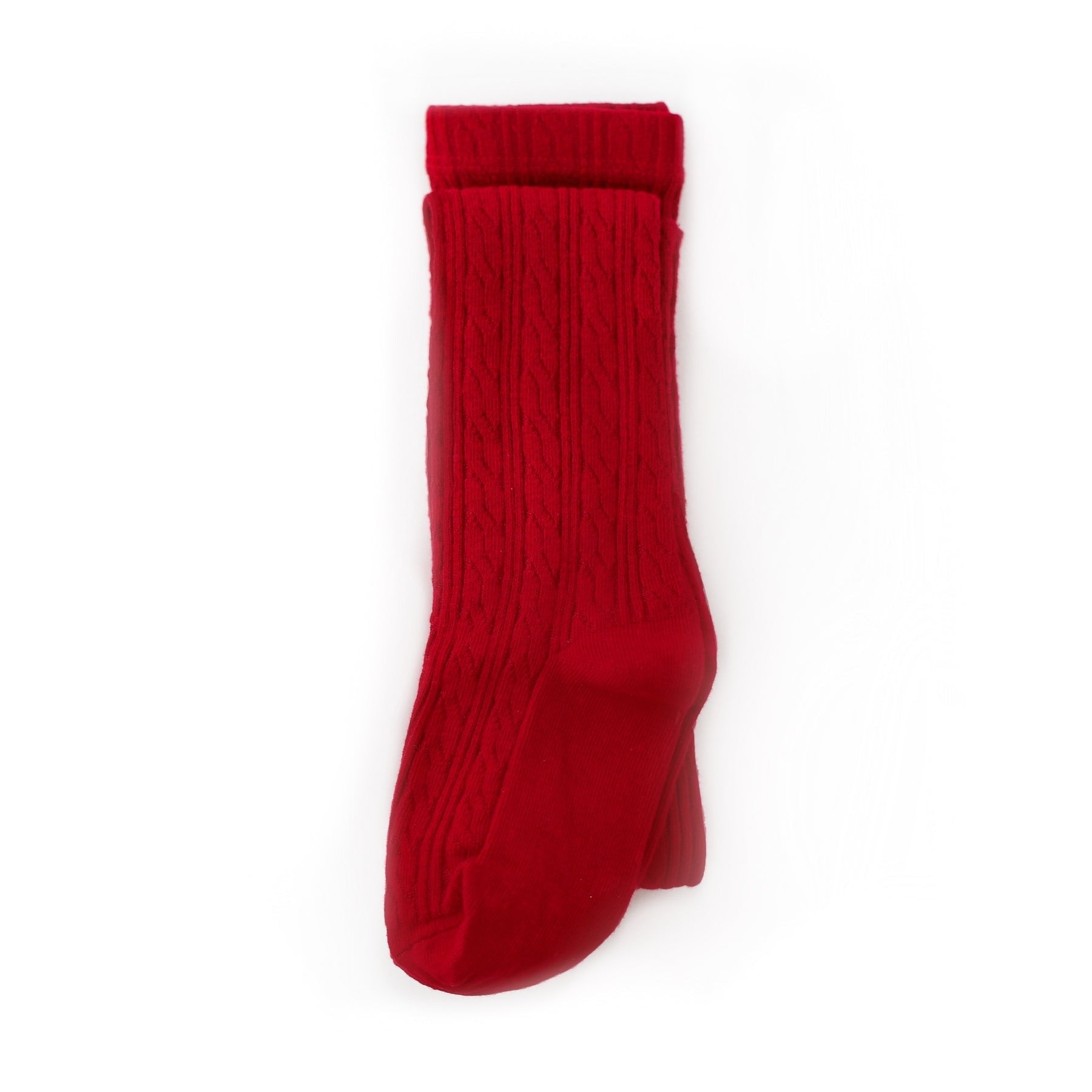 Little Stocking Co Cable Knit Tights - Cherry
