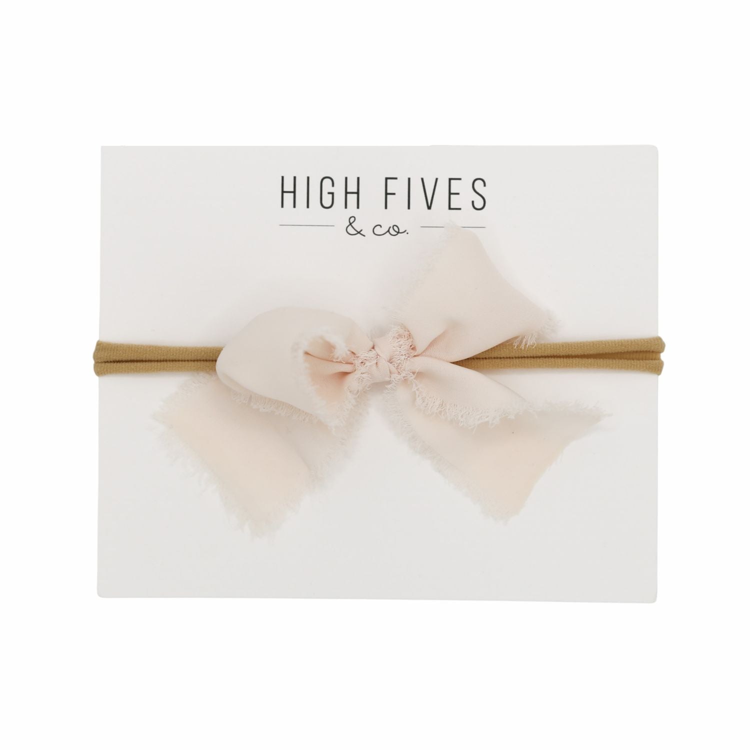 High Fives Fringed Silk-Like Chiffon Bow Nylon Headband - Pale Ballet Slipper
