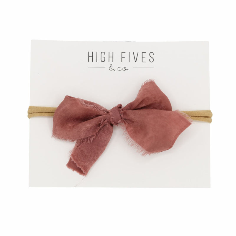 High Fives Fringed Silk-Like Chiffon Bow Nylon Headband - Mavue