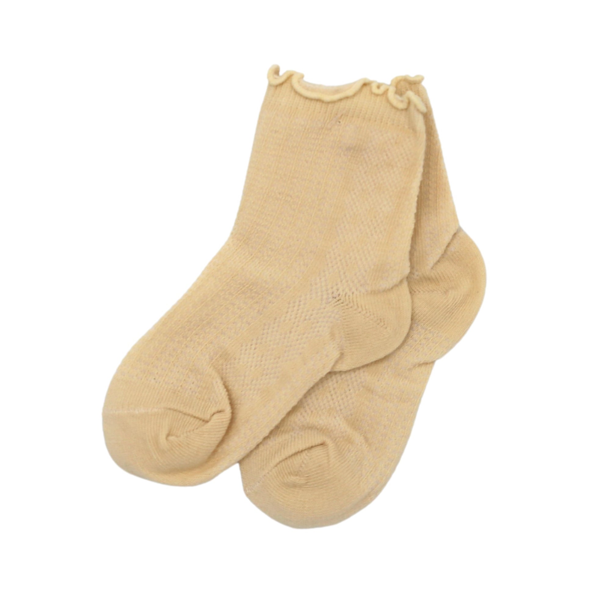Baby Cubby Patterned Scallop Rib Socks - Cream