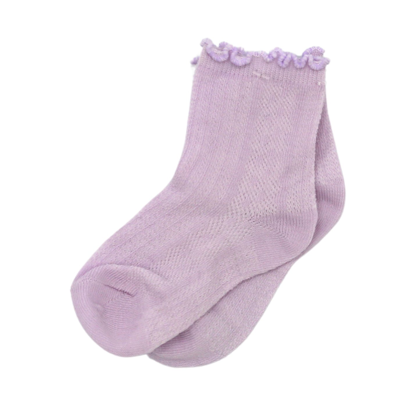 Baby Cubby Patterend Scallop Rib Socks - Light Lavender