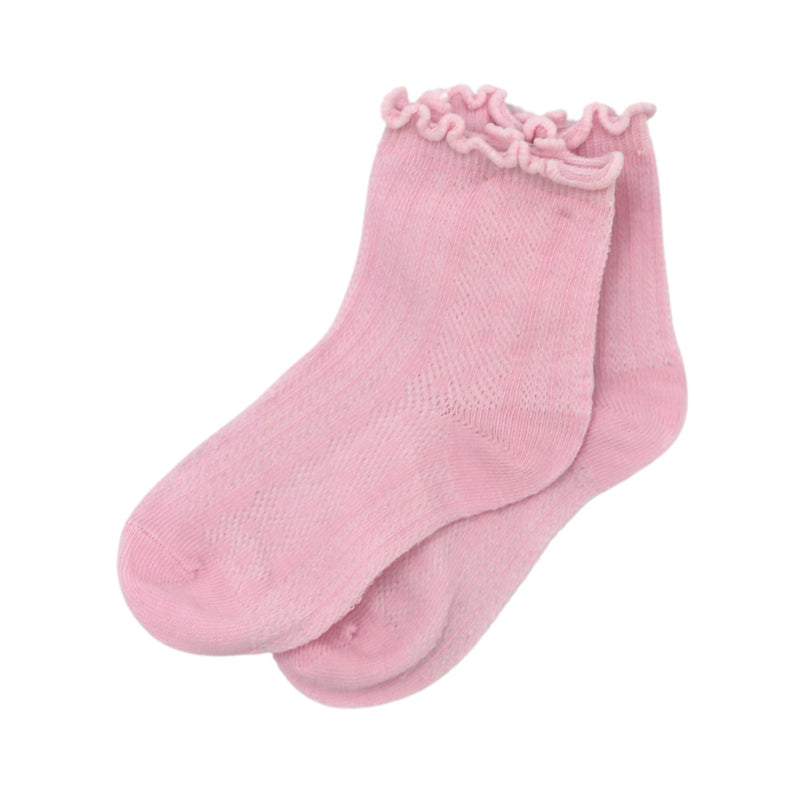 Baby Cubby Patterend Scallop Rib Socks - Light Pink