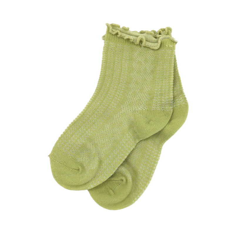 Baby Cubby Patterned Scallop Rib Socks - Spring Green