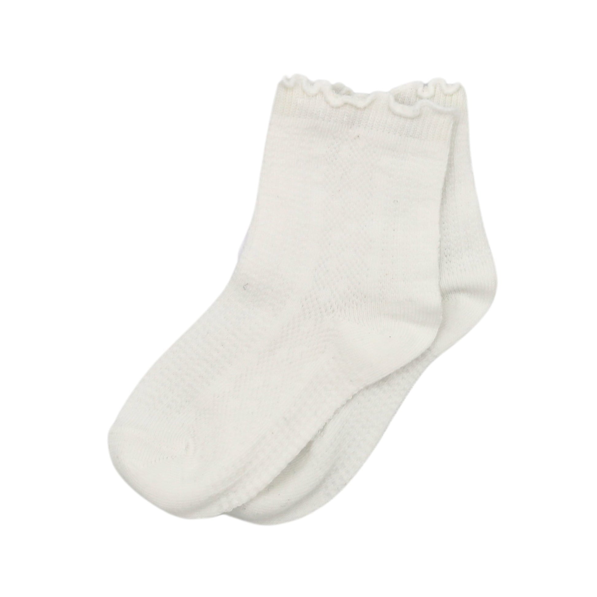Baby Cubby Patterend Scallop Rib Socks - White