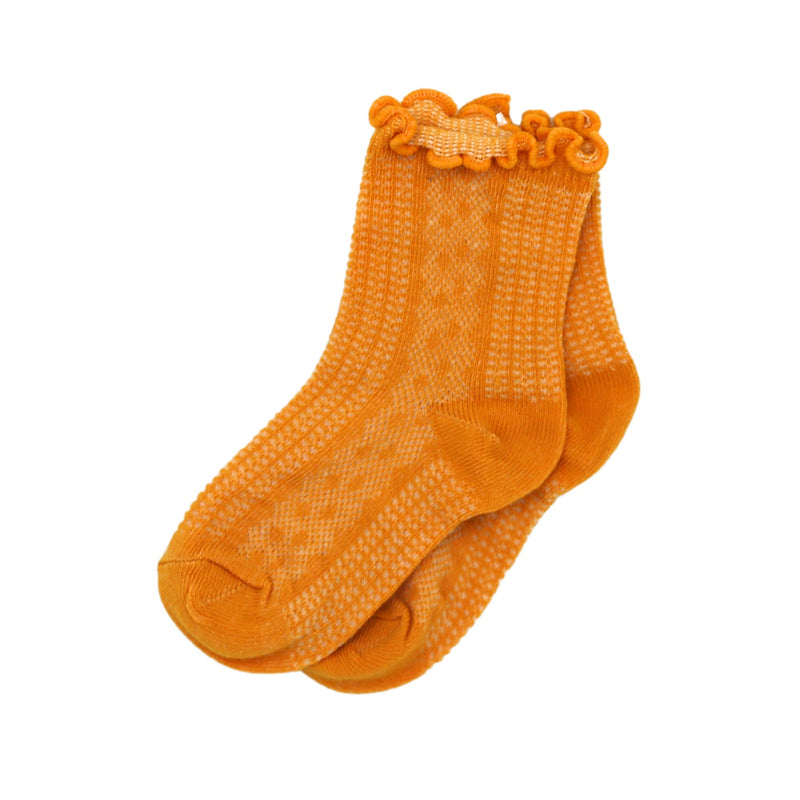 Baby Cubby Patterend Scallop Rib Socks - Sunny Yellow
