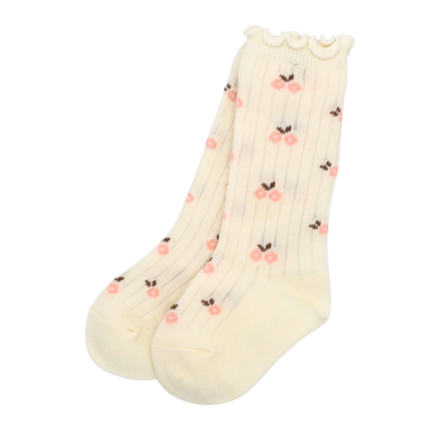 Baby Cubby Scalloped Floral Socks - White