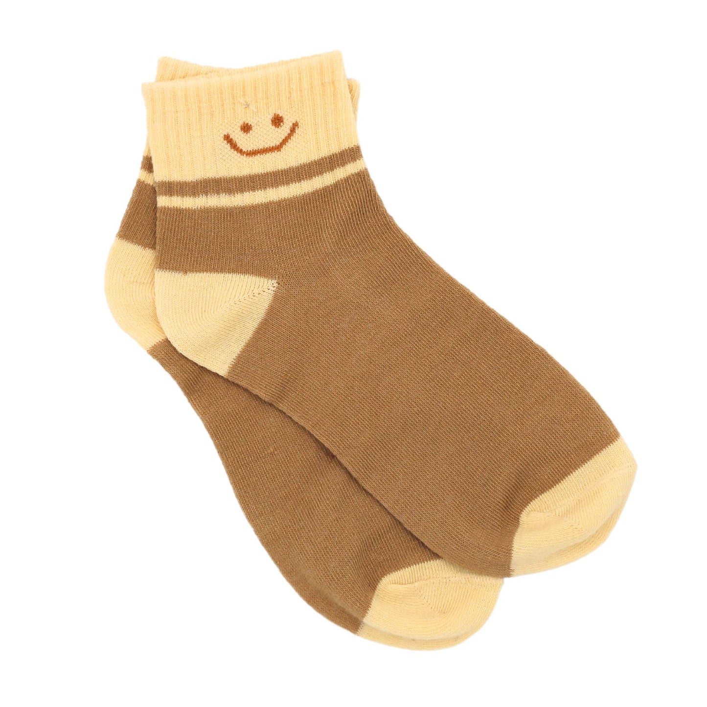 Baby Cubby Women's Crew Smiley Assortment Socks - Beige Top Color Block