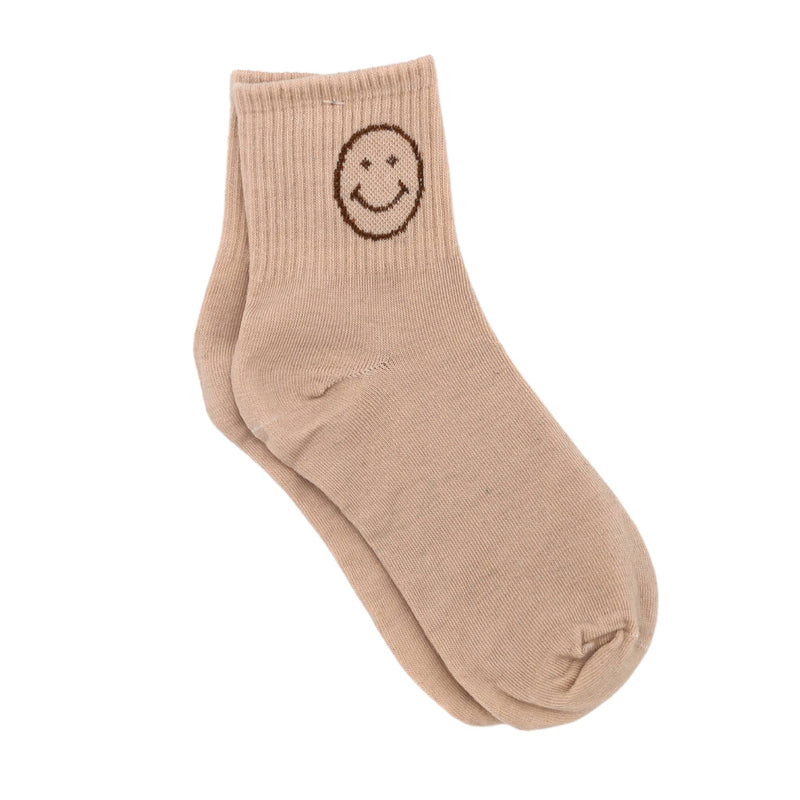 Baby Cubby Women's Crew Smiling Face Socks - Bisque