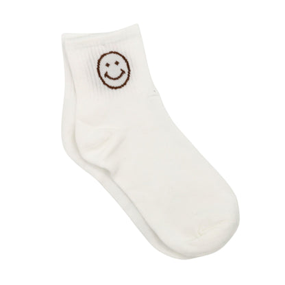 Baby Cubby Women's Crew Smiling Face Socks - White